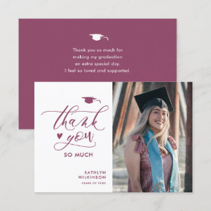Mauve Purple Elegant Script Minimalist Graduation Thank You Card
