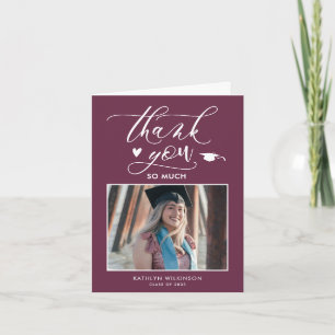 Mauve Purple Elegant Script Minimalist Graduation Thank You Card