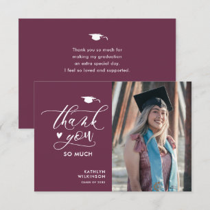 Mauve Purple Elegant Script Minimalist Graduation Thank You Card