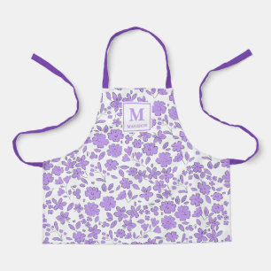 mauve purple Floral Monogram Apron