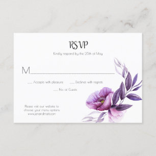 Mauve Purple Lavender Violet Floral RSVP Card