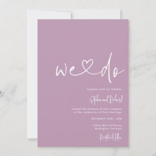 Mauve Purple Minimalist Script Modern Wedding Invitation