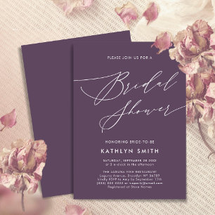 Mauve Purple Modern Minimalist Bridal Shower Invitation