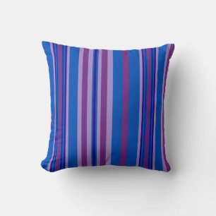 Mauve, Purple, Navy, Blue Deckchair Stripes Cushion