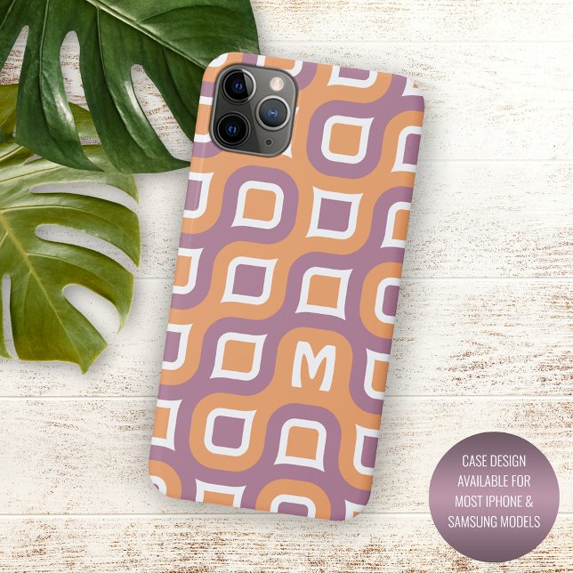 Mauve Purple Peach Orange White Midcentury Pattern Case-Mate iPhone Case (Creator Uploaded)