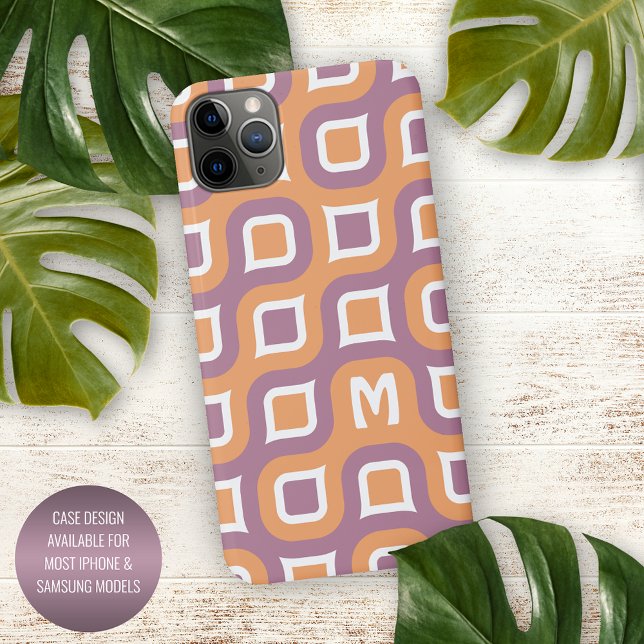 Mauve Purple Peach Orange White Midcentury Pattern iPhone Case (Creator Uploaded)