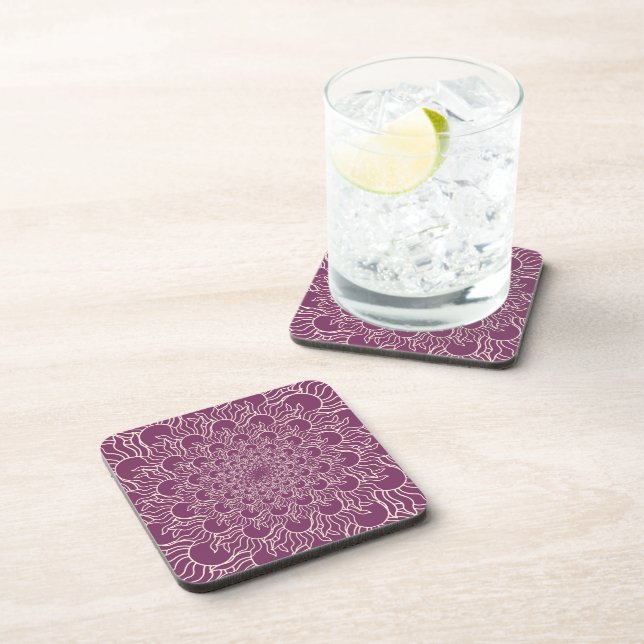Mauve purple repeat flower floral botanical  coaster (Right Side)