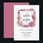 Mauve Purple Watercolor Hydrangeas Floral Frame Save The Date<br><div class="desc">Announce your wedding date with this elegant floral save the date flat cards. It features watercolor illustrations of hydrangeas and lilac floral frame. Personalise by adding your names, wedding date, wedding venue and other details. You can further customise the back of the invitation by adding a photo or any other...</div>
