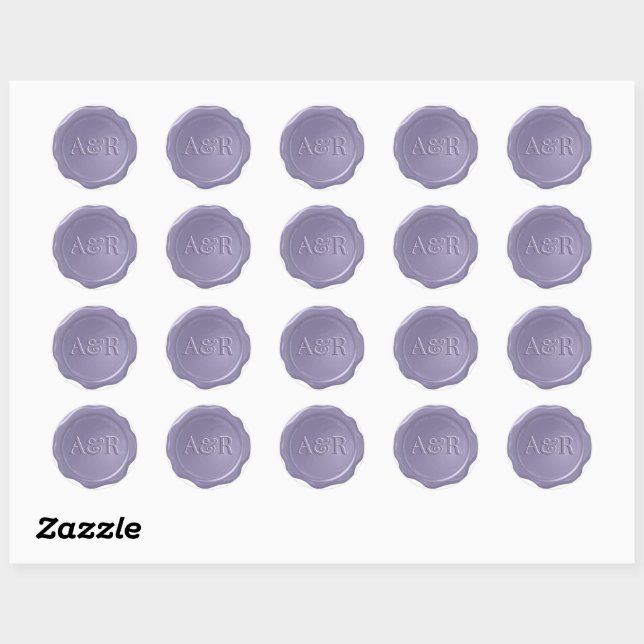 Mauve purple Wax seal Sticker monogram, (Sheet)