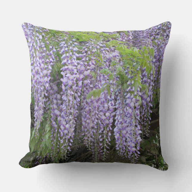Mauve Purple Wisteria Flowers Throw Pillow (Front)