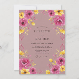 Mauve Radiant Botanical Spring Wedding Invitation