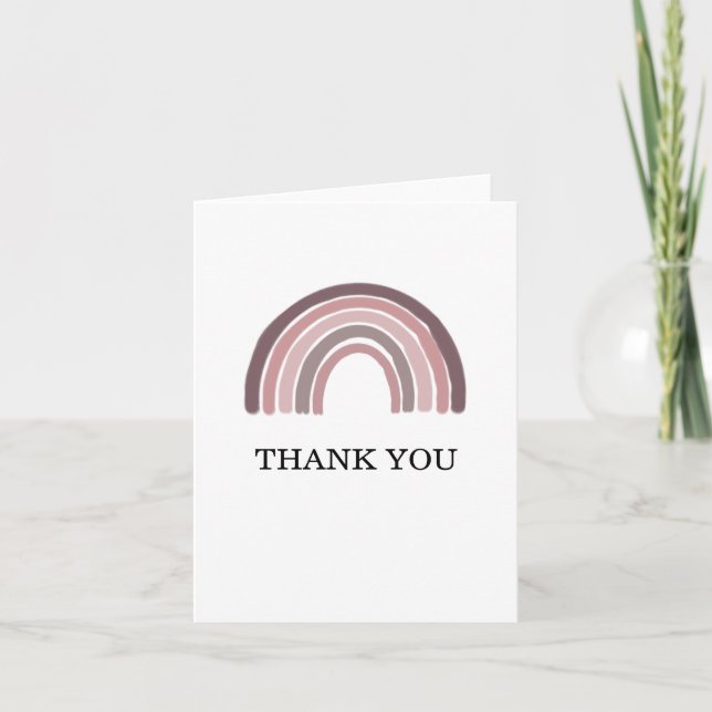 Mauve Rainbow Baby Shower Thank You Card (Front)