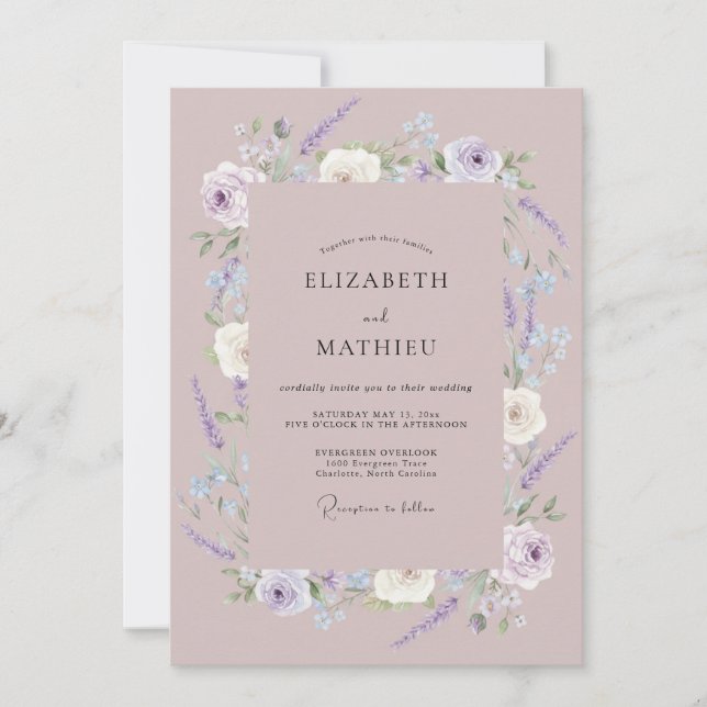 Mauve Refined Lavender Wedding Invitation (Front)