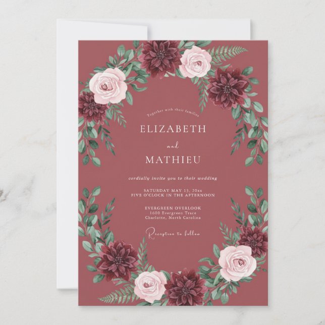 Mauve Romantic Autumn Wedding Invitation (Front)