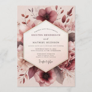 Mauve Romantic Bloom Wedding Invitation