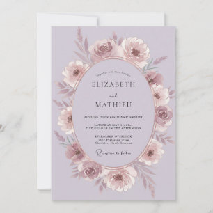 Mauve Romantic Blossom Wedding Invitation