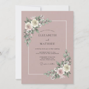 Mauve Romantic Floral Flourish Wedding Invitation
