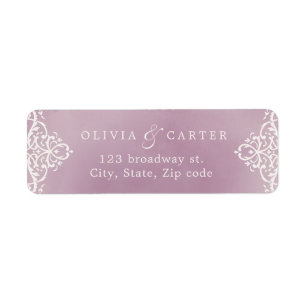 Mauve romantic vintage wedding return address