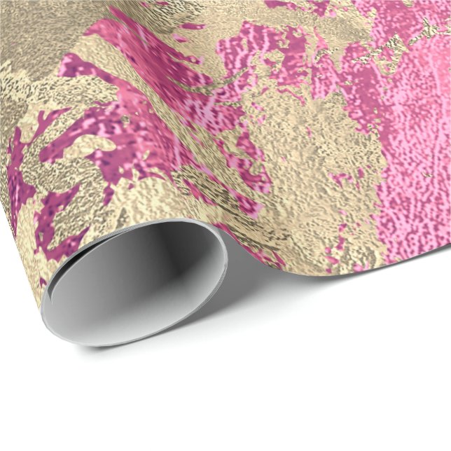 Mauve Rose Champaigne Gold Marble  Metallic Stroke Wrapping Paper (Roll Corner)