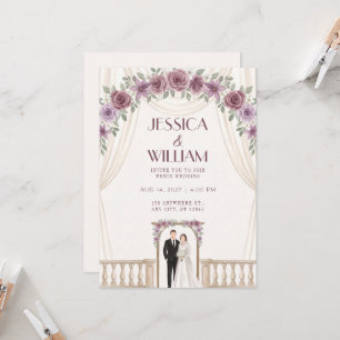 Mauve Rose Couple Wedding Invitation
