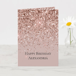 Mauve Rose Gold Glitter Sparkle Card