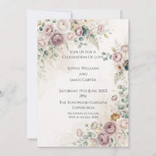 Mauve Rose Wedding Invitation