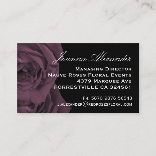 Mauve Roses Business Card (Front)