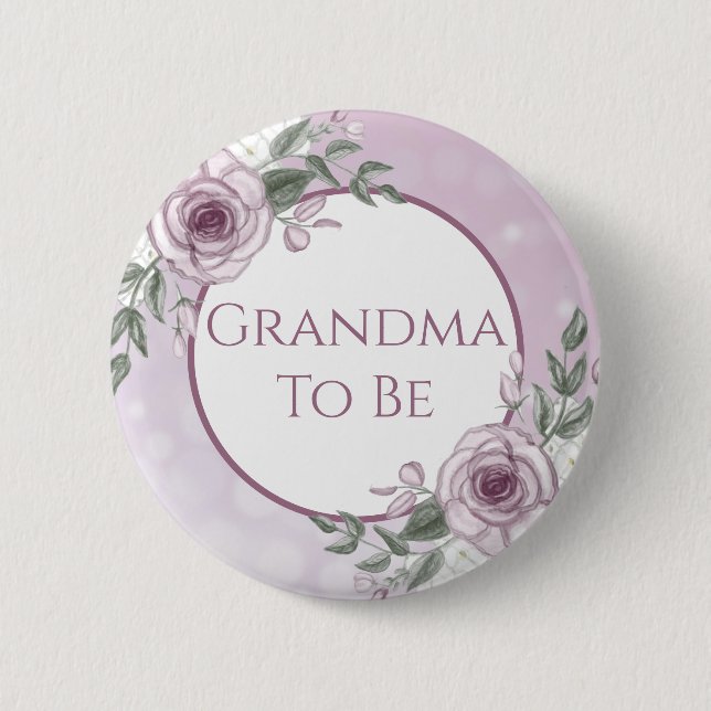 Mauve Roses, Grandma to be, Baby Shower   6 Cm Round Badge (Front)