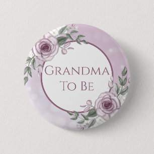 Mauve Roses, Grandma to be, Baby Shower   6 Cm Round Badge