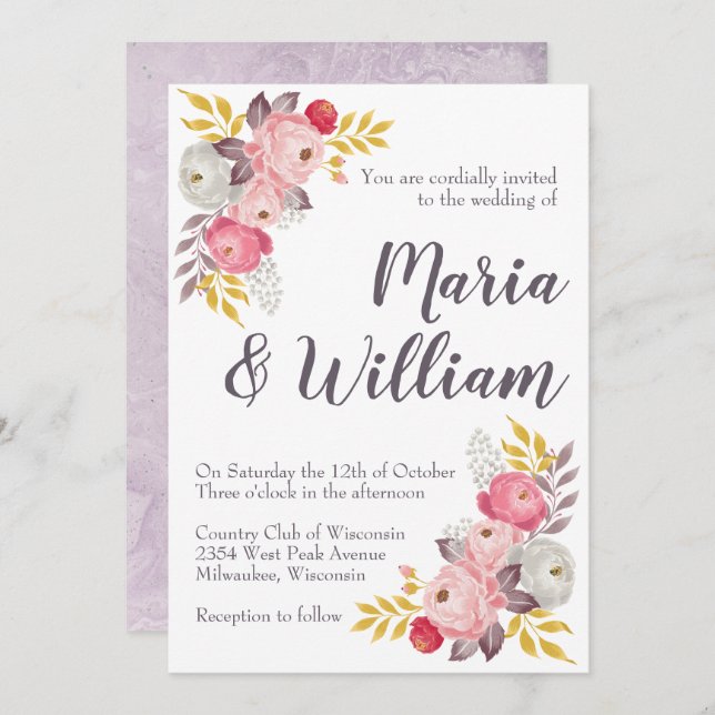 Mauve Roses Invitation (Front/Back)