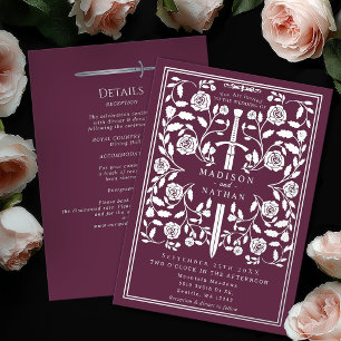 Mauve Royal Medieval Silver Sword Wedding Details