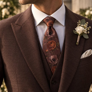 Mauve Rust Ranunculus Poppy Botanical Floral Tie
