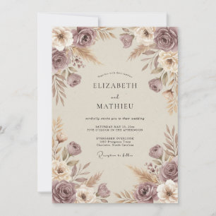 Mauve Rustic Autumnal Wedding Invitation
