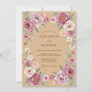 Mauve Rustic Bohemian Wedding Invitation