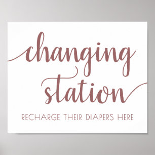 Mauve Script   Dusty Pink Changing Station Sign