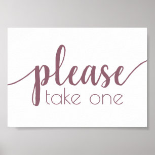 Mauve Script   Dusty Pink Rose Take One Table Sign
