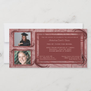 Mauve Scrolls Graduation Photo Invitation