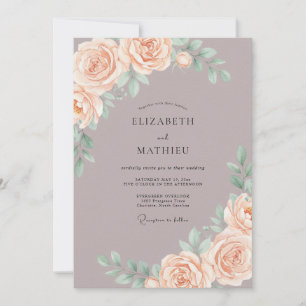 Mauve Serene Peach Bloom Wedding Invitation