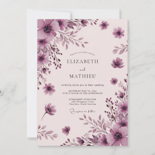 Mauve Serene Watercolor Wedding Invitation