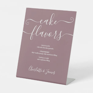 Mauve Signature Script Cake Flavours Pedestal Sign