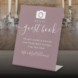 Mauve Signature Script Photo Guest Book Pedestal Sign<br><div class="desc">This elegant mauve script minimalist photo guest book sign is perfect for all celebrations. Designed by Thisisnotme©</div>