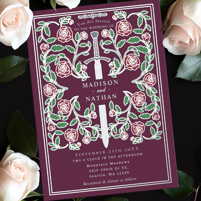 Mauve Silver Royal Sword Medieval Fantasy Wedding  (Creator Uploaded)