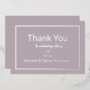 Mauve Simple Minimalist Wedding Thank You   