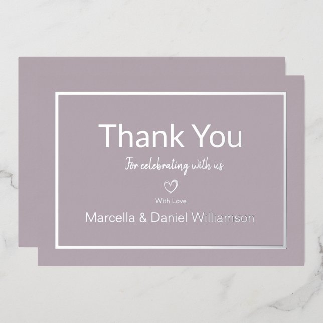 Mauve Simple Minimalist Wedding Thank You    (Front/Back)