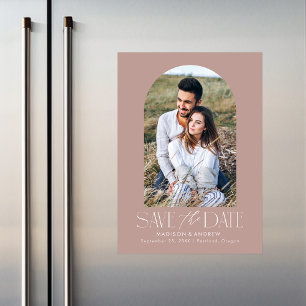 Mauve   Simple Modern Arch Photo Save the Date Magnetic Invitation