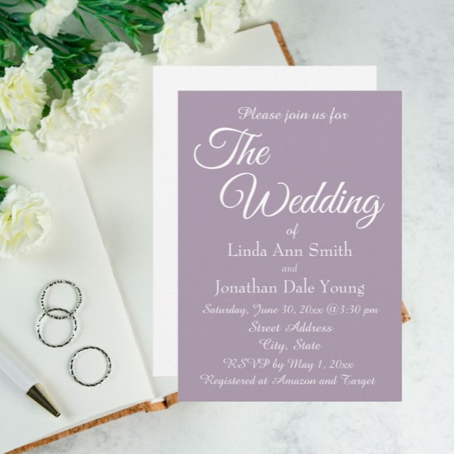 Mauve Simple Style Wedding Invitation (In Situ Wedding)