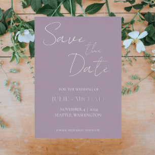 Mauve Simple Style Wedding Save the Date
