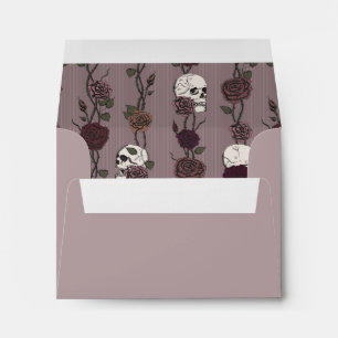 Mauve Skull Rose Pre-Printed Address RSVP Envelope