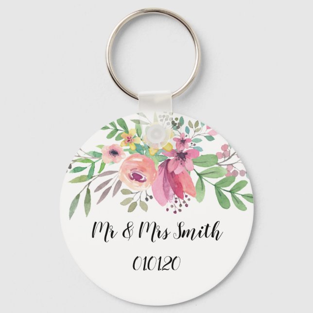 Mauve Sprig Wedding Favour Key ring (Front)