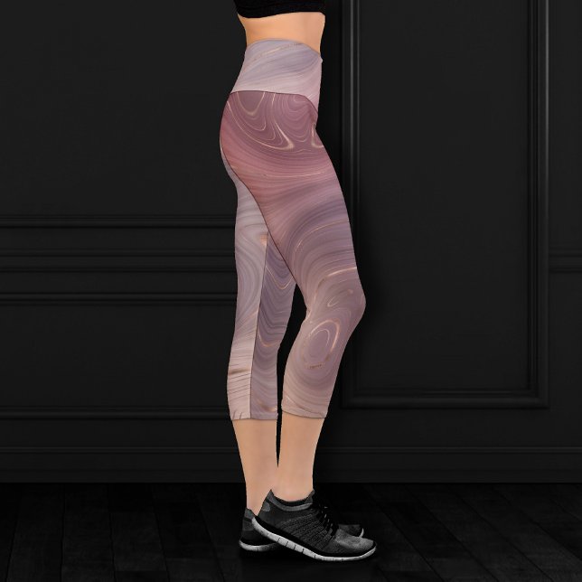 Mauve Strata | Dusty Pink and Rose Gold Agate Capri Leggings (Creator Uploaded)
